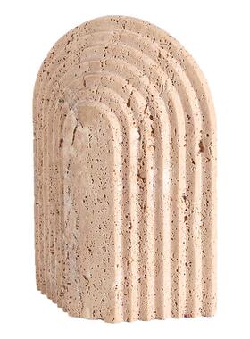 北欧侘寂风仿洞石层叠拱门摆件