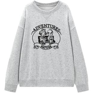 【商场同款】乐町韩系植绒圆领卫衣冬新款线稿长款卫衣C1CRE4201