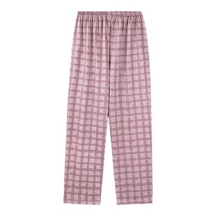卡之恋睡裤夏季纯棉薄款女款格子长裤跑步运动裤直筒可外穿家居裤