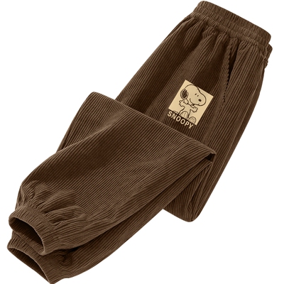 史努比男童加绒裤子灯芯绒长裤