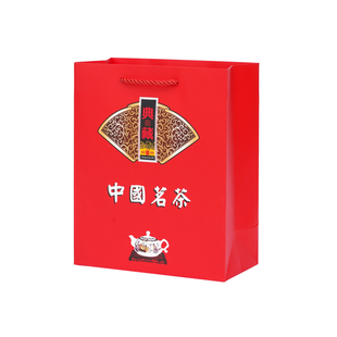 中国茗茶手提袋加厚古树野生红滇绿普洱金骏眉叶纸挽拎送礼品环保