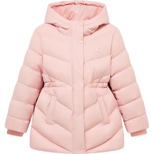 英氏女童鹅绒羽绒服2025冬款儿童中长款鹅绒服中大童保暖连帽加厚