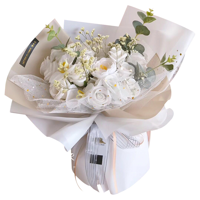 流星雨烫金星月纱鲜花包装亮片星星网纱花束包花纱网花艺材料资材