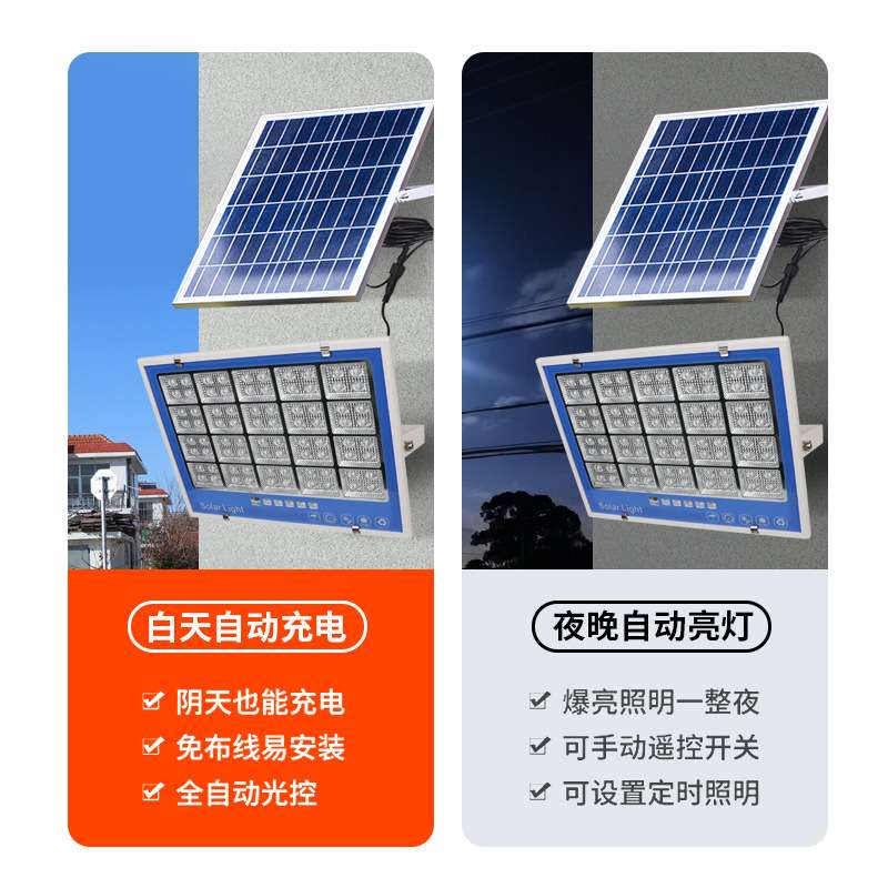 新款太阳能灯 家用户外庭院灯led防水投光灯大功率照明灯路灯