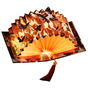 梦回敦煌文创古风diy扇形折叠纸书灯中国风高颜值九色鹿莫高窟壁画装饰高级感氛围小夜灯摆件国潮旅游纪念品