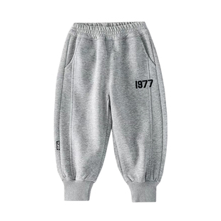 男童加绒裤子卫裤运动裤2026冬装新款儿童加绒加厚一体绒休闲裤