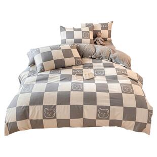 全棉加绒被套单件卡通ab纯棉单面牛奶珊瑚绒加厚保暖180x220冬季