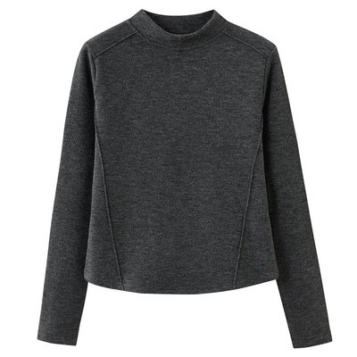 大码半高领薄绒保暖内搭打底衫