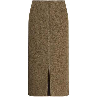 COCOBELLA气质美拉德羊毛半身裙女秋冬前开叉直筒毛呢短裙HS0063