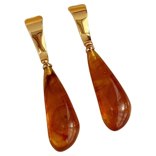 「暖秋布谷」美拉德水滴蚊香盘耳夹女无耳洞耳环百搭复古轻奢耳钉