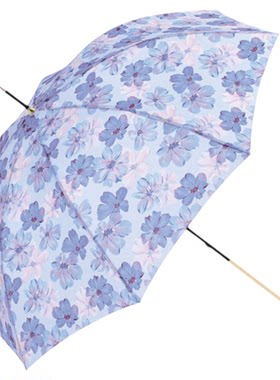 霜山8骨长柄雨伞女清新紫色碎花遮阳伞加大晴雨两用防晒防紫外线