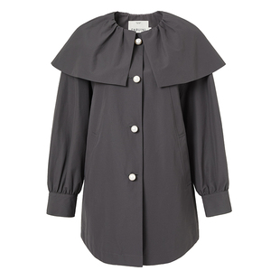 恩瑞妮商场同款2025秋季新款宽松百搭纯色减龄淑女风衣女上衣