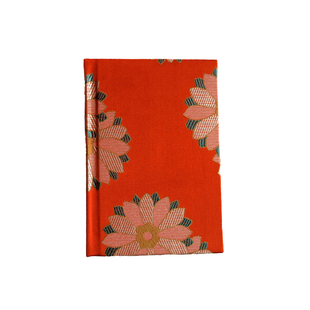 【橘洲】桔色绸缎布面送外国人礼物刺绣复古花朵手账硬面抄记事本