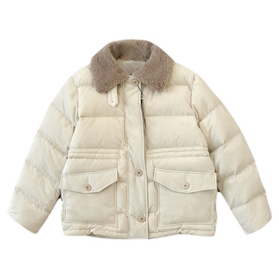 秒发！ER*ME毛领90鸭绒羽绒服25冬新款韩国防风可立领收腰外套女