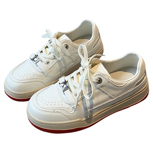 【TFM】2026春季新款复古小牛皮百搭休闲鞋厚底低帮板鞋女小白鞋