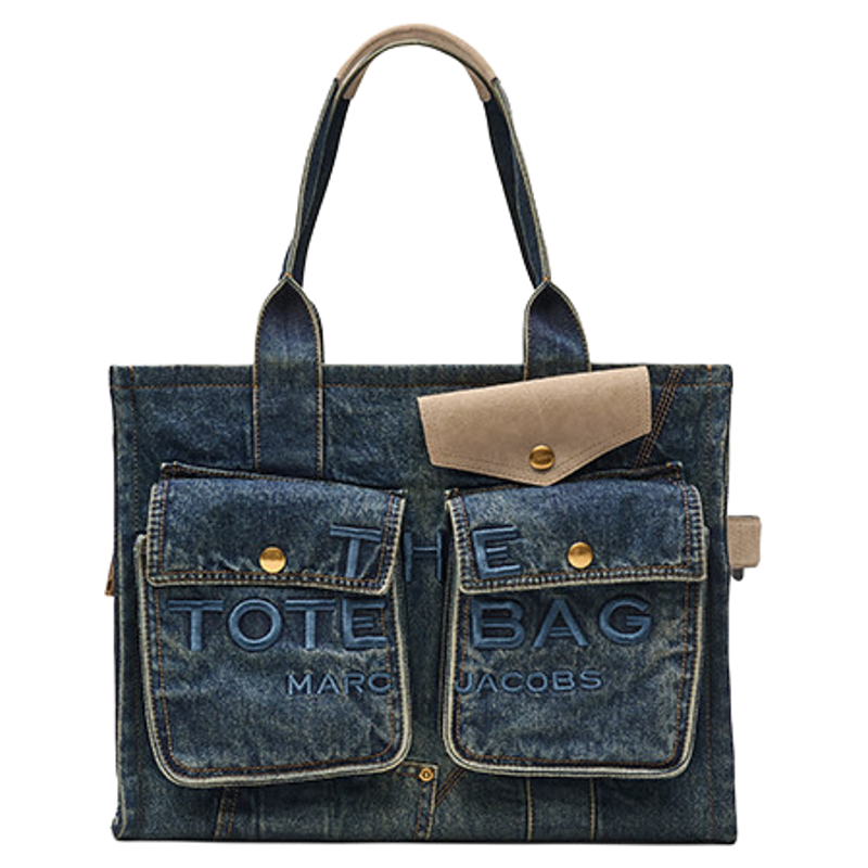 【礼物】MARC JACOBS/莫杰 TOTE MJ 大号丹宁口袋设计托特包