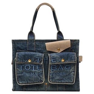 【七夕礼物】MARC JACOBS/莫杰 TOTE MJ 大号丹宁口袋设计托特包