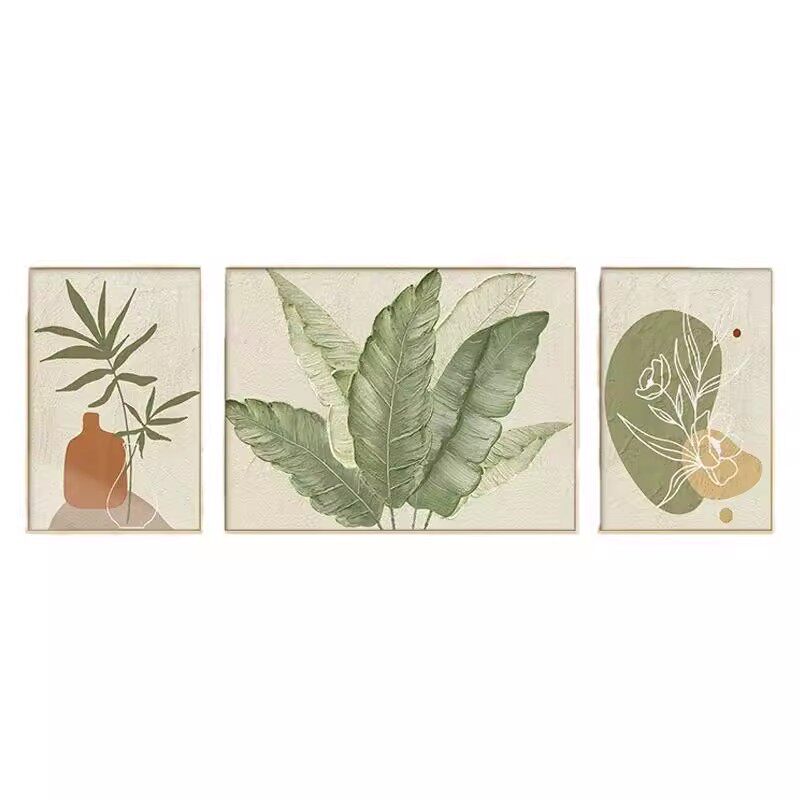 客厅装饰画奶油风温馨三联画沙发背景墙壁画高级肌理花卉油画壁画