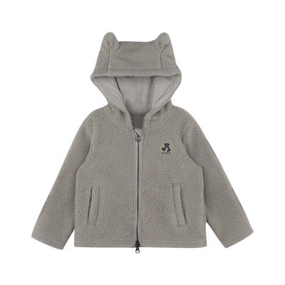 大耳象女童毛绒耳朵连帽外套冬季新款宝儿休闲百搭一体绒保暖上衣