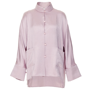 花木深新中式醋酸外套女装改良明制立领对襟衫新款汉元素国风上衣