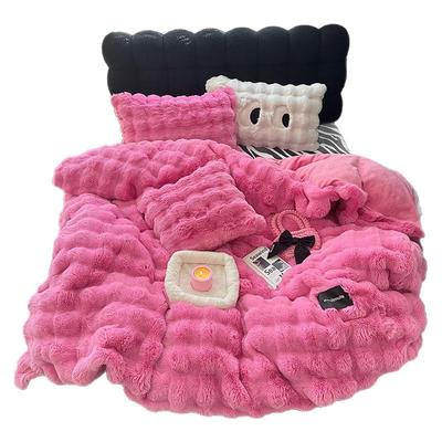 冬季加厚兔毛绒四件套牛奶绒可爱