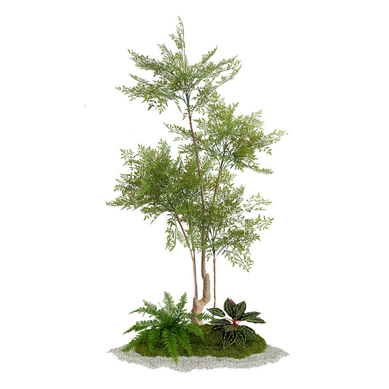 仿真绿植南天竹室内造景景观组合高品质仿生绿色植物落地盆栽摆件