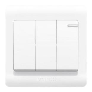 德力西三开双控开关家用三位3开双联3联墙壁暗装86型三联电灯面板