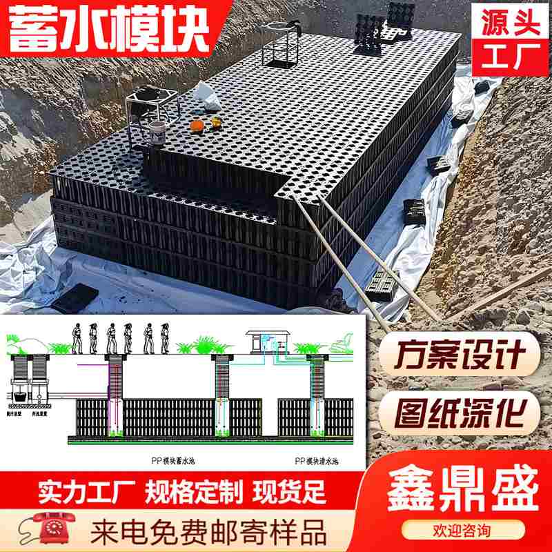 海绵模块工地建筑城市雨水系统收集模块池储水利用蓄水回收容器PP