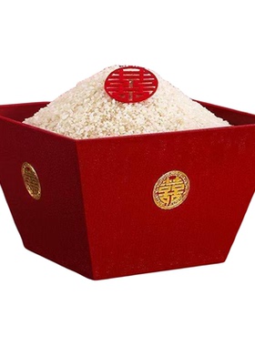 红色喜字米斗摆件婚房乔迁喜庆