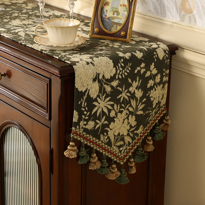 美式复古桌旗法式高级感茶几旗盖布中古风斗柜电视柜餐桌布长条