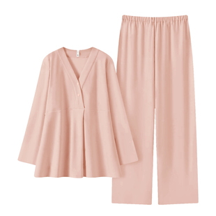 带胸垫睡衣孕妇月子服纯棉春秋冬季产后产妇喂奶哺乳期家居服套装