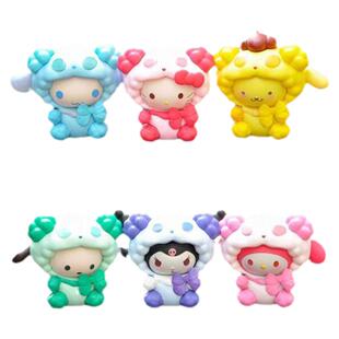 新品美乐蒂盲盒可爱变装熊猫装玩偶整套爆款库洛米摆件奶油胶公仔