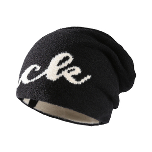 CACUSS加厚帽子女秋冬套头帽保暖堆堆帽护耳针织帽大头围包头冷帽