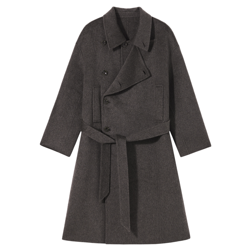PSO Brand男装女装【羊毛】复古束腰翻领中长款毛呢大衣外套冬季