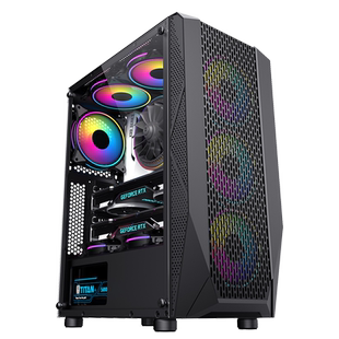 航嘉 暗夜猎手5 电脑机箱台式DIY全侧透游戏水冷ATX大板背线机箱