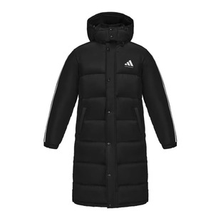 Adidas/阿迪达斯男士长款黑色连帽羽绒服冬季加厚保暖运动外套