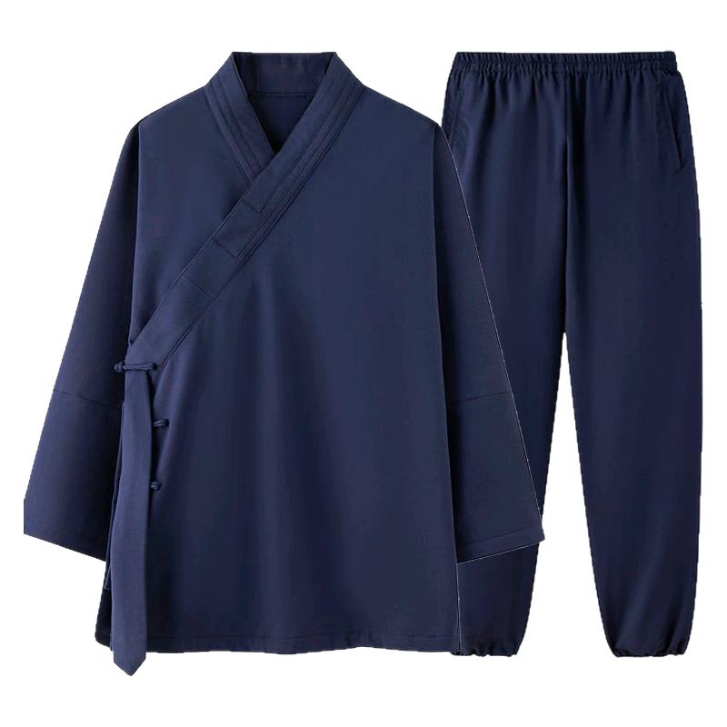 武当道服春夏三清领短褂居士清修服飘逸练功服太极服男女道士服装