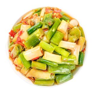 腌新鲜大蒜苗蒜根即食下饭菜腌香辣大蒜梗蒜苔蒜叶咸菜开胃菜450g