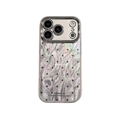 波点羽纱适用苹果17promax手机壳卡通镜子iPhone16女15pro/14小众