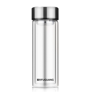 富光玻璃杯水杯男大容量泡茶杯双层家用便携过滤带盖个人专用定制