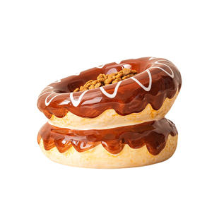 猫甜甜圈陶瓷宠物碗高脚猫碗喝水斜口猫咪护颈椎饭碗打翻口径可爱