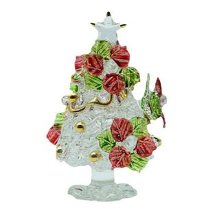 日本外贸手作琉璃圣诞树桌面摆件描金工艺家居书桌装饰品生日礼物