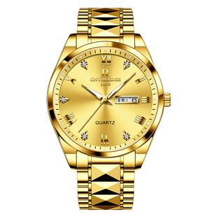 正品瑞士手表男士双日历石英表商务防水全自动机械高档金表男款