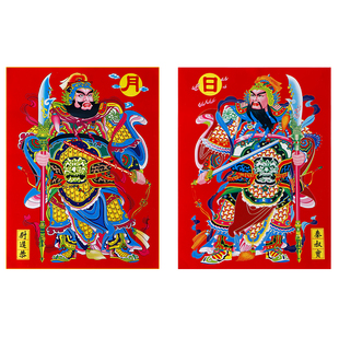 2026马年植绒烫金大号门神贴装饰品画门神爷镇宅年画新年贴纸秦琼