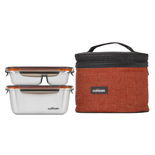 cuitisan酷艺师304不锈钢保鲜盒分格便当饭盒微波炉加热专用餐盒