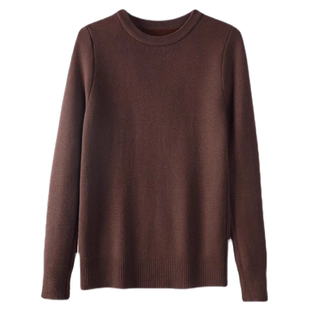 秋冬高级感羊绒衫女圆领修身保暖羊毛衣加绒加厚一体绒女士打底衫