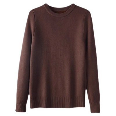 秋冬高级感羊绒衫女圆领修身保暖羊毛衣加绒加厚一体绒女士打底衫