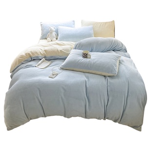 牛奶绒四件套加厚保暖珊瑚绒双面加绒被套法兰绒床单三件套冬天款