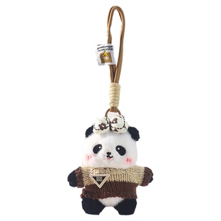 YILIYA原创MIU咖色系小熊猫包包挂件可爱毛绒公仔背包钥匙扣挂饰