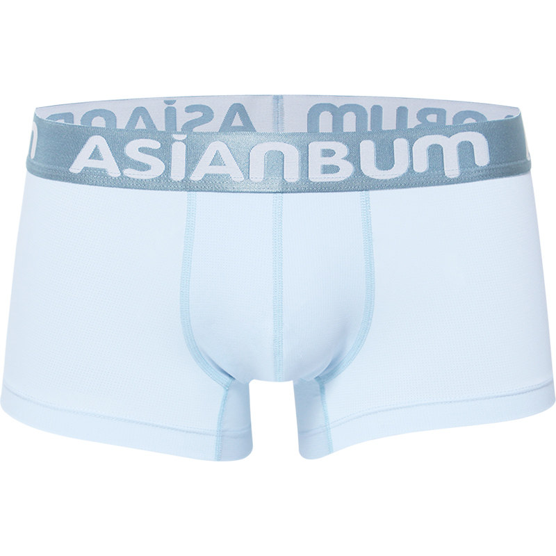 Asianbum男士四角内裤 大码网眼透气运动修身纯色性感简约平角裤